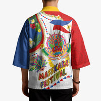 Philippines MassKara Festival Kimono Smile Masks with Hawaiian Art Pattern and Tropical Plants