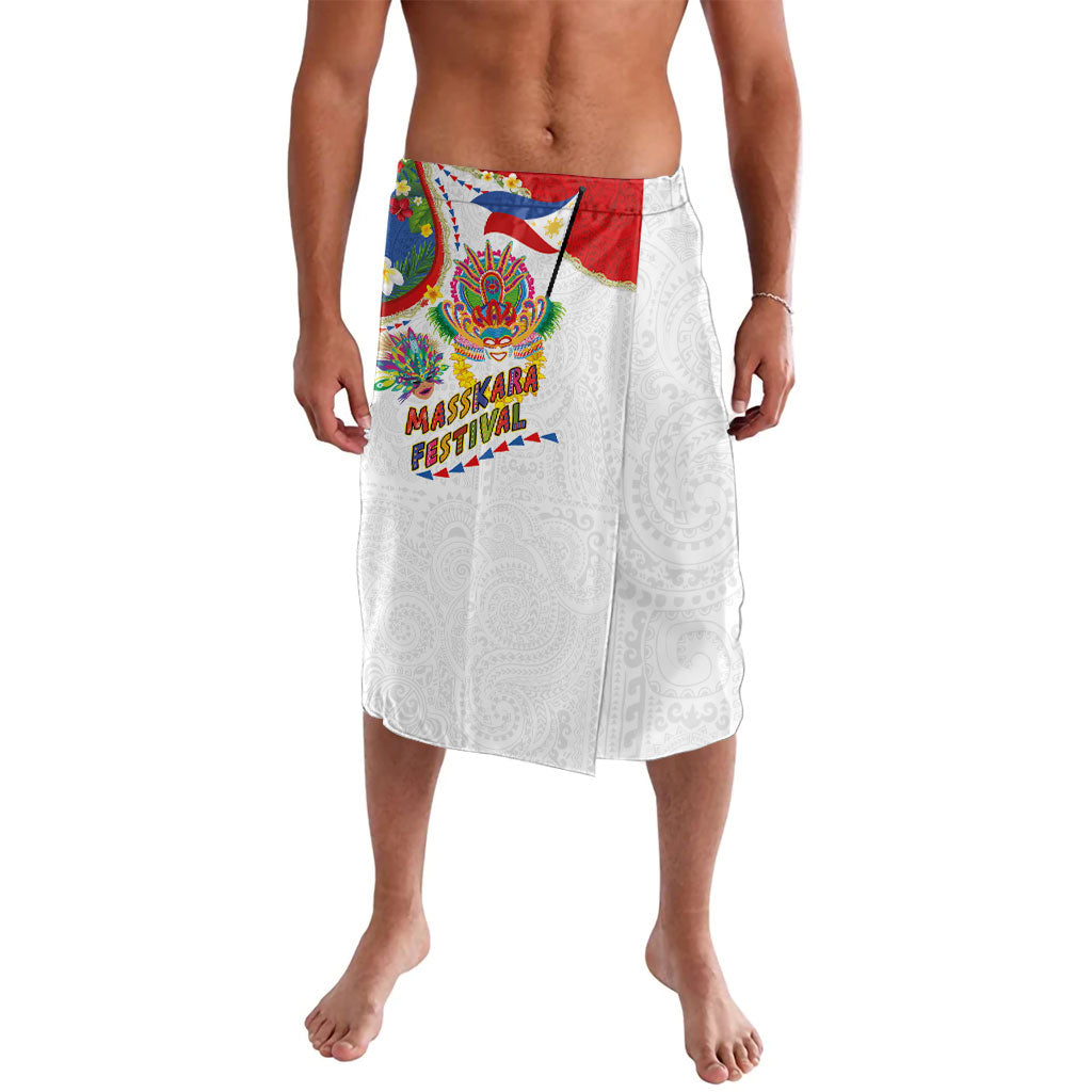 Philippines MassKara Festival Lavalava Smile Masks with Hawaiian Art Pattern and Tropical Plants