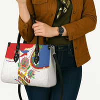 Philippines MassKara Festival Leather Bag Smile Masks with Hawaiian Art Pattern and Tropical Plants