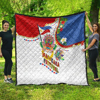 Philippines MassKara Festival Quilt Smile Masks with Hawaiian Art Pattern and Tropical Plants