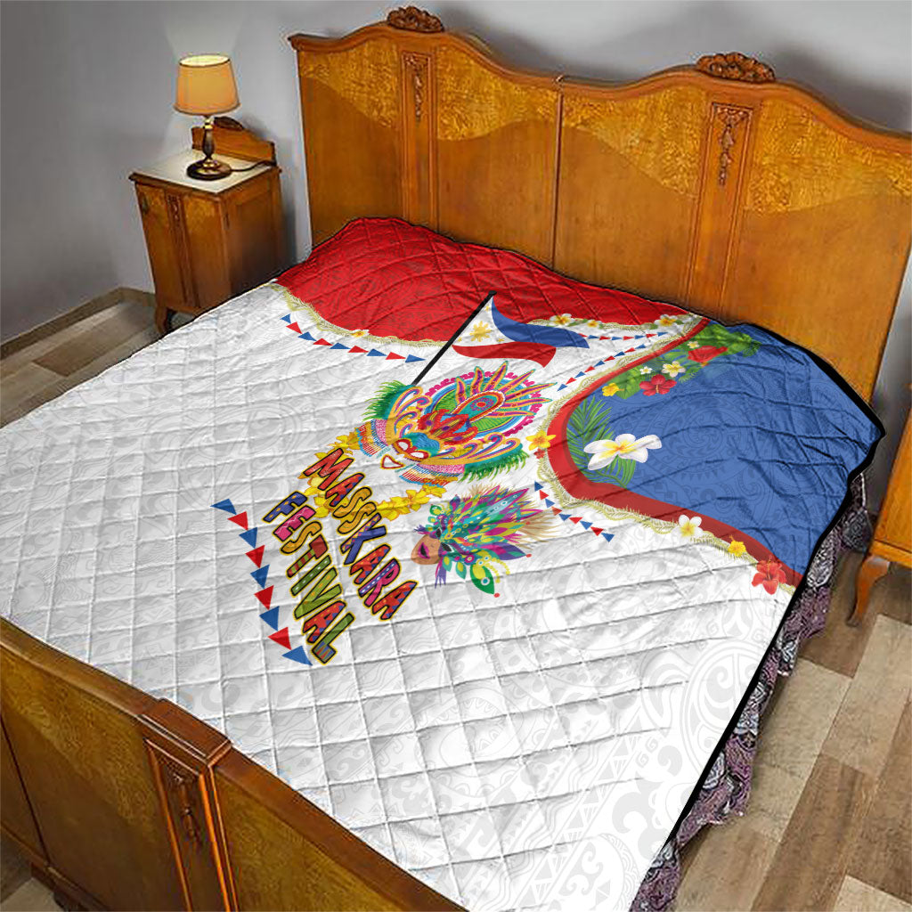 Philippines MassKara Festival Quilt Smile Masks with Hawaiian Art Pattern and Tropical Plants