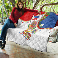 Philippines MassKara Festival Quilt Smile Masks with Hawaiian Art Pattern and Tropical Plants