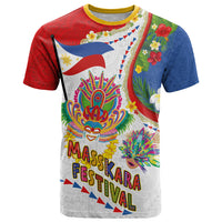Philippines MassKara Festival T Shirt Smile Masks with Hawaiian Art Pattern and Tropical Plants