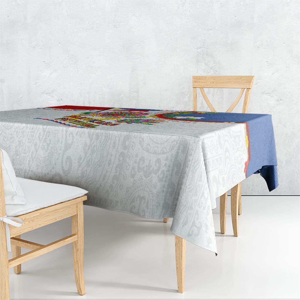 Philippines MassKara Festival Tablecloth Smile Masks with Hawaiian Art Pattern and Tropical Plants