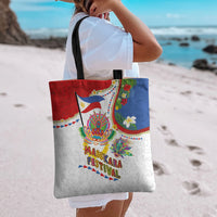 Philippines MassKara Festival Tote Bag Smile Masks with Hawaiian Art Pattern and Tropical Plants