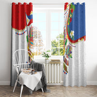 Philippines MassKara Festival Window Curtain Smile Masks with Hawaiian Art Pattern and Tropical Plants