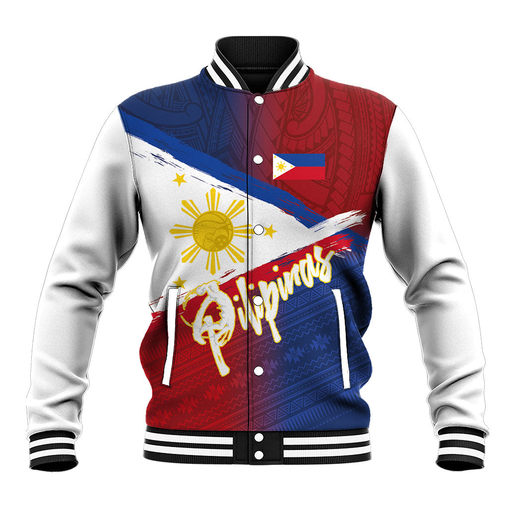 Philippines Basketball Custom Baseball Jacket Pilipinas Tribal Pattern