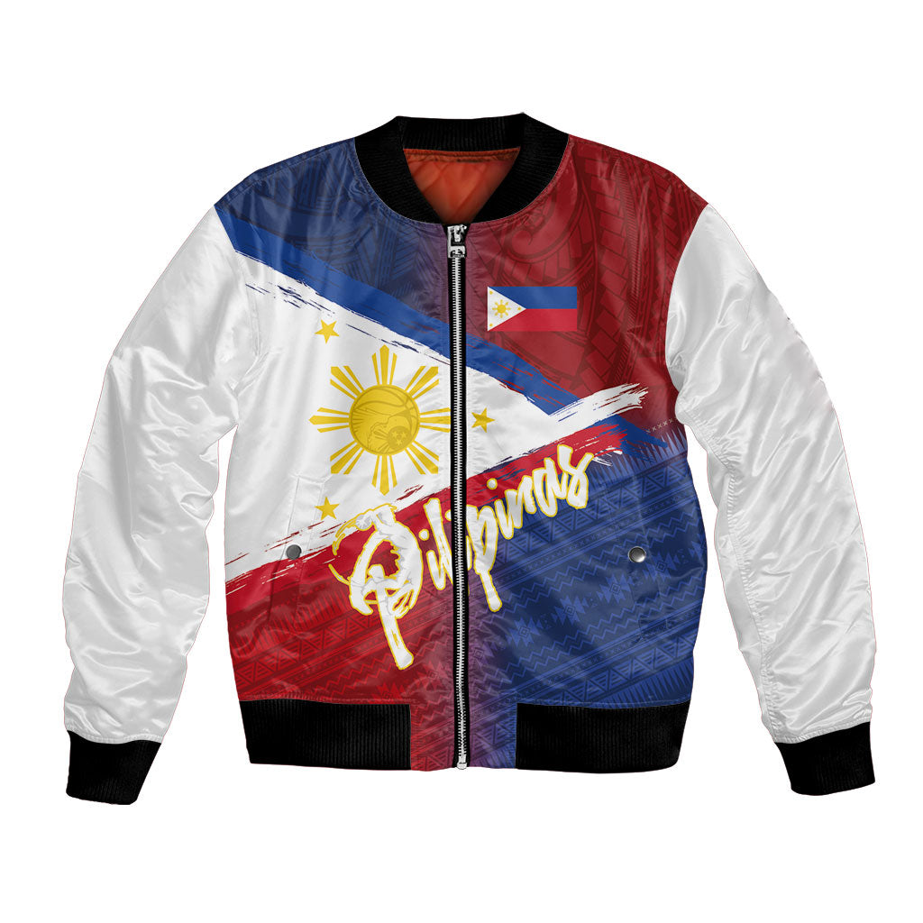 Philippines Basketball Custom Bomber Jacket Pilipinas Tribal Pattern