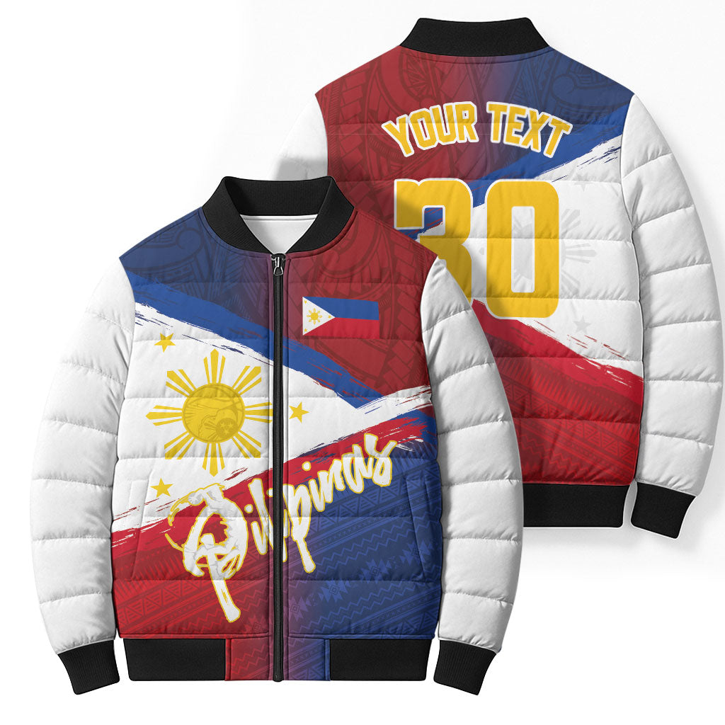 Philippines Basketball Custom Bomber Puffer Jacket Pilipinas Tribal Pattern