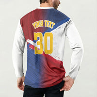 Philippines Basketball Custom Button Sweatshirt Pilipinas Tribal Pattern