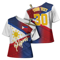 Philippines Basketball Custom Cross Shoulder Shirt Pilipinas Tribal Pattern