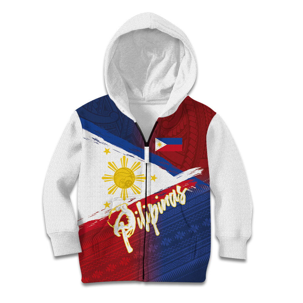 Philippines Basketball Custom Kid Hoodie Pilipinas Tribal Pattern