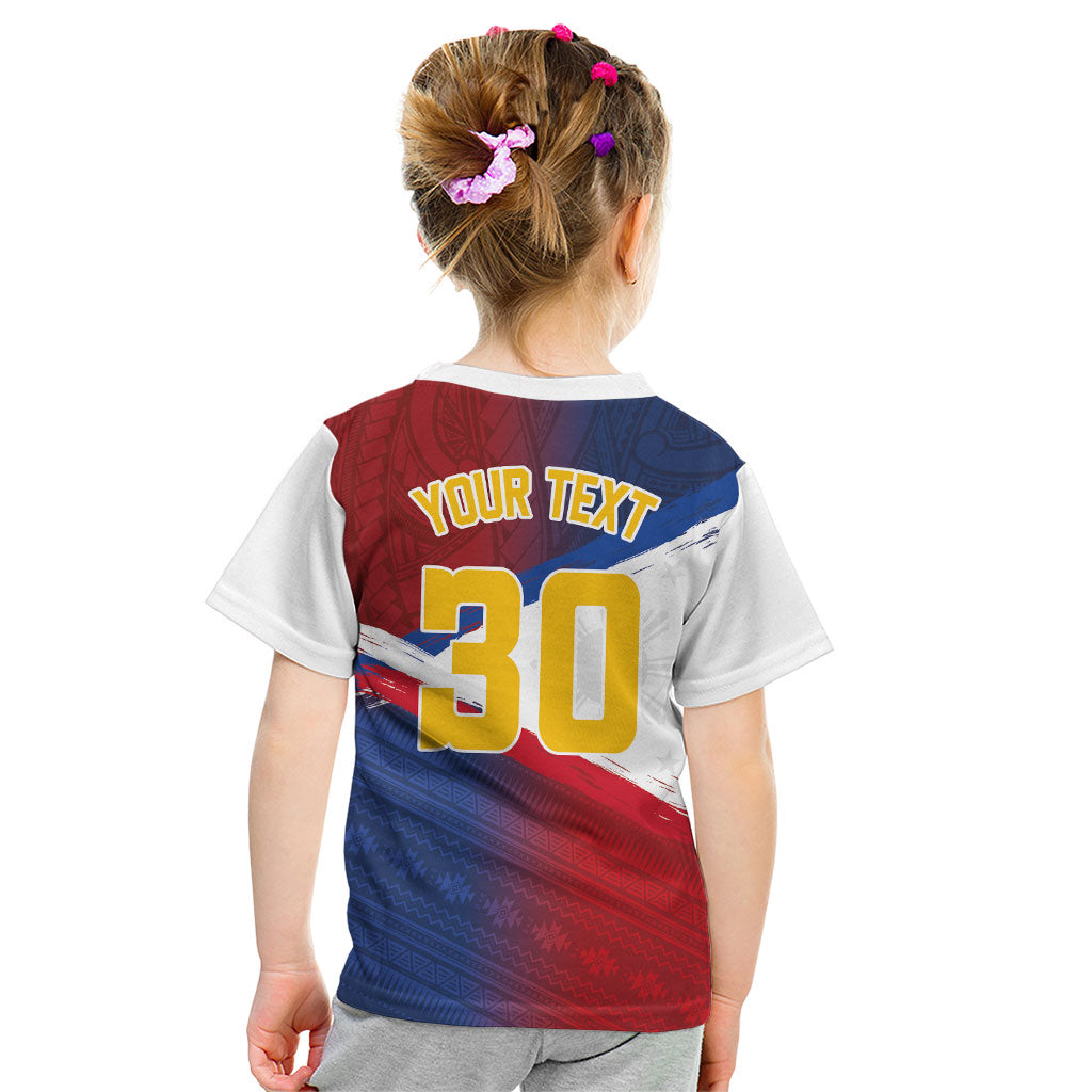 Philippines Basketball Custom Kid T Shirt Pilipinas Tribal Pattern