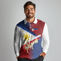 Philippines Basketball Custom Long Sleeve Polo Shirt Pilipinas Tribal Pattern