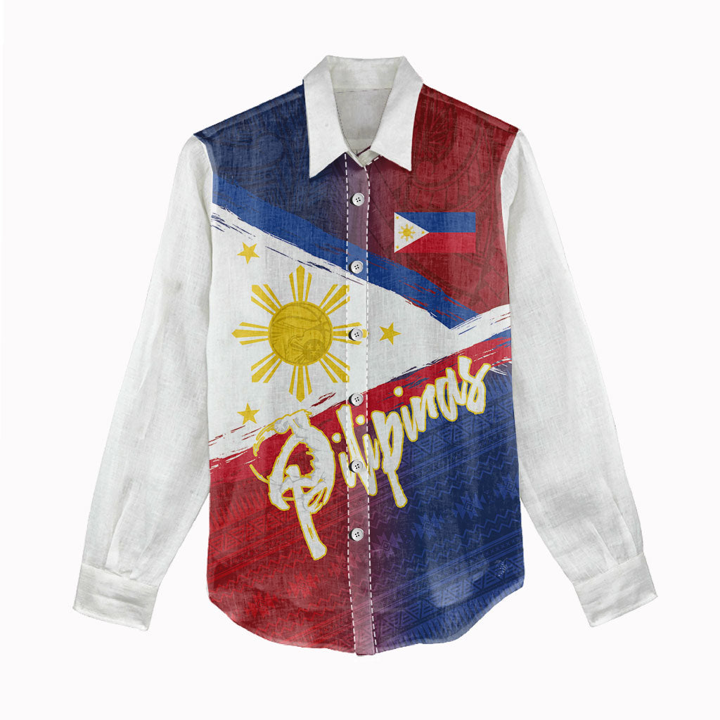 Philippines Basketball Custom Women Casual Shirt Pilipinas Tribal Pattern