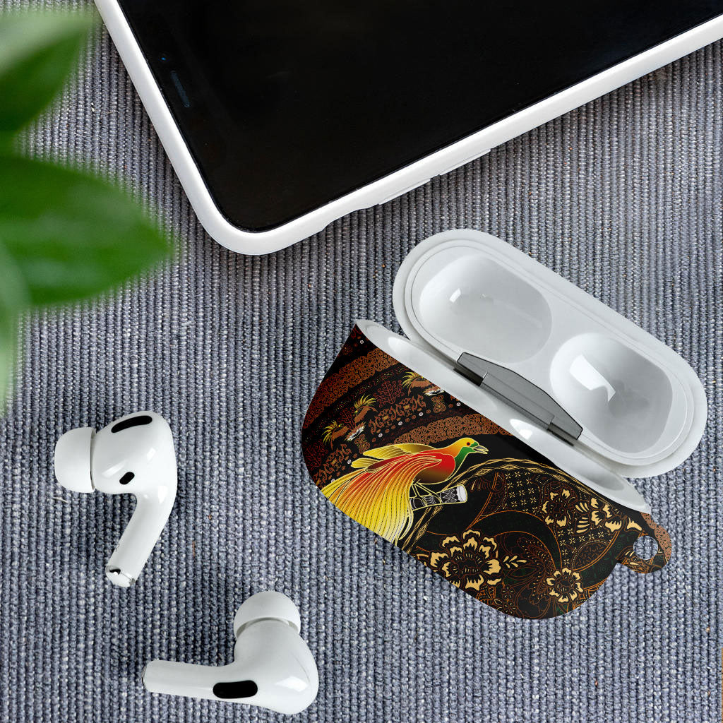 Papua New Guinea and Indonesia Batik AirPods Case Bird of Paradise with Tribal Batik Patterns