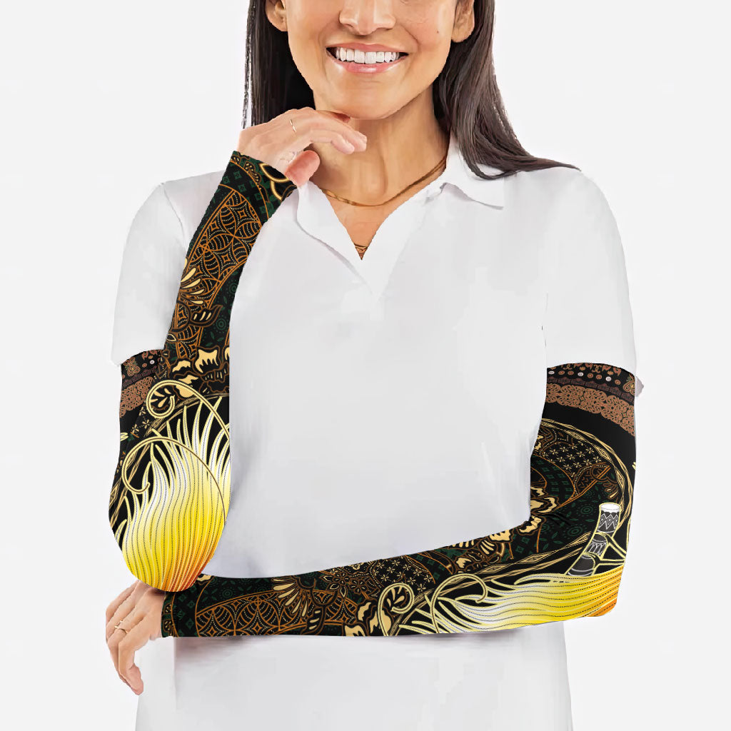 Papua New Guinea and Indonesia Batik Arm Sleeves Bird of Paradise with Tribal Batik Patterns