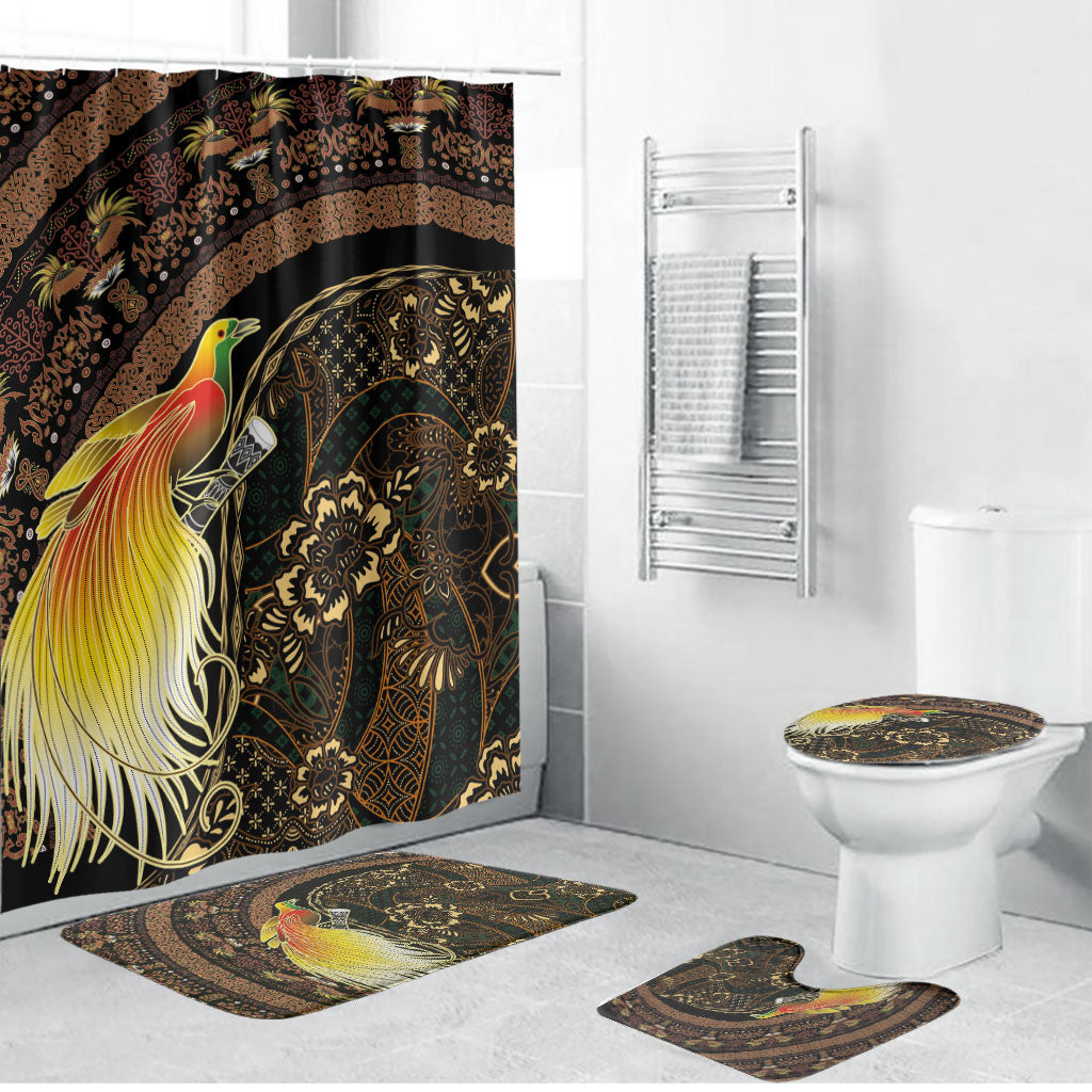 Papua New Guinea and Indonesia Batik Bathroom Set Bird of Paradise with Tribal Batik Patterns