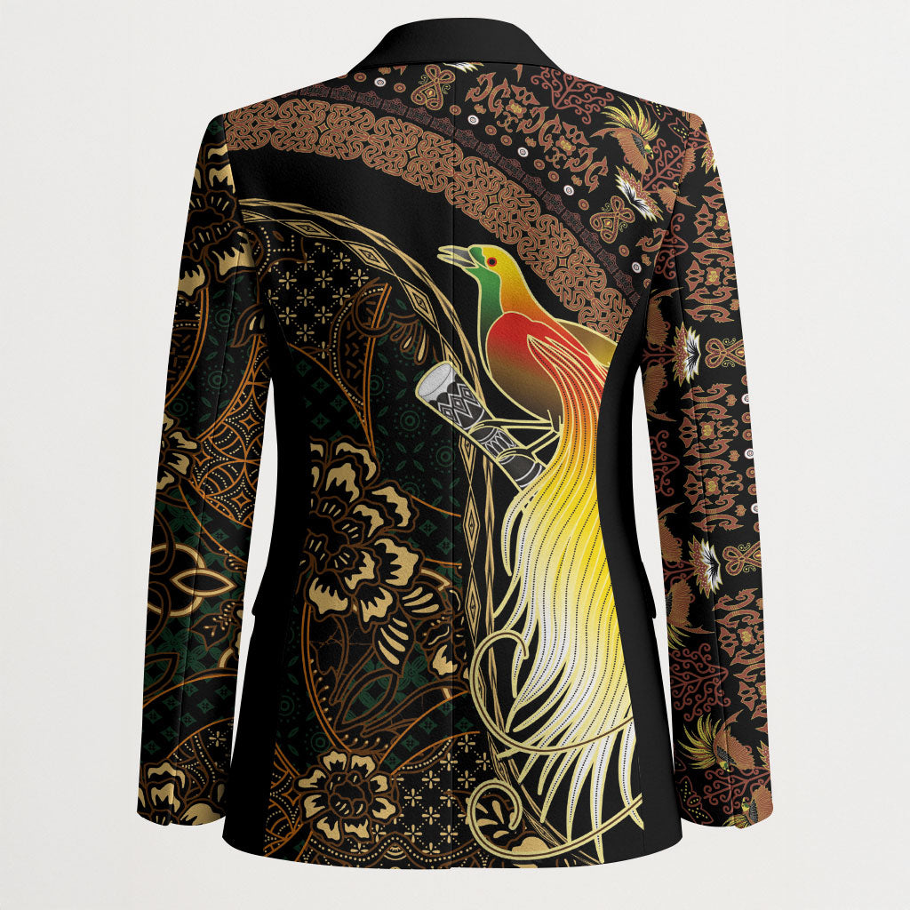 Papua New Guinea and Indonesia Batik Blazer Bird of Paradise with Tribal Batik Patterns