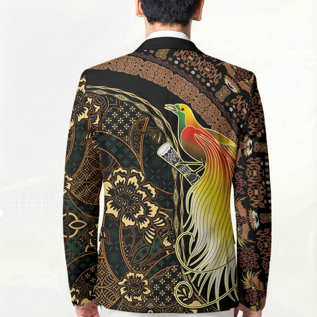 Papua New Guinea and Indonesia Batik Blazer Bird of Paradise with Tribal Batik Patterns