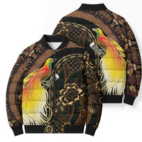 Papua New Guinea and Indonesia Batik Bomber Puffer Jacket Bird of Paradise with Tribal Batik Patterns
