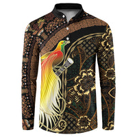 Papua New Guinea and Indonesia Batik Button Sweatshirt Bird of Paradise with Tribal Batik Patterns