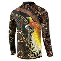 Papua New Guinea and Indonesia Batik Button Sweatshirt Bird of Paradise with Tribal Batik Patterns