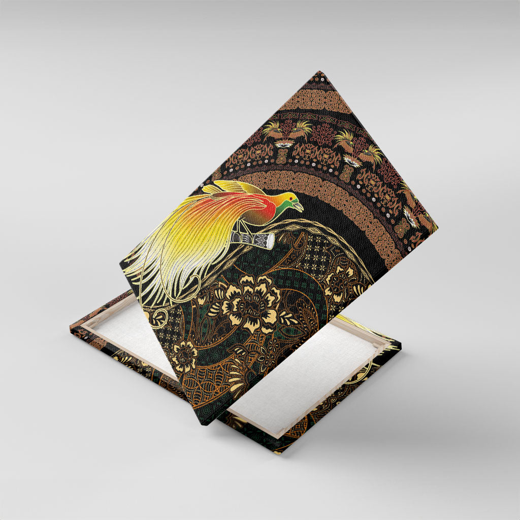 Papua New Guinea and Indonesia Batik Canvas Wall Art Bird of Paradise with Tribal Batik Patterns