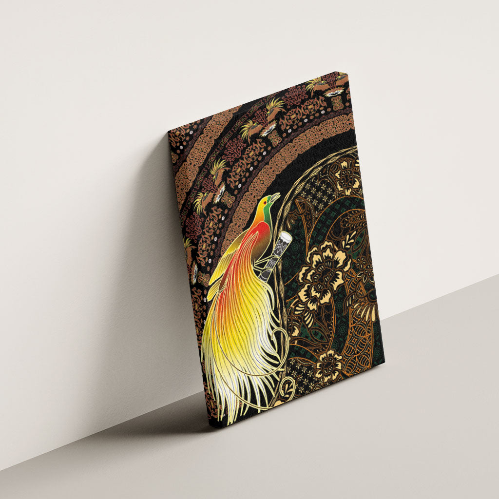 Papua New Guinea and Indonesia Batik Canvas Wall Art Bird of Paradise with Tribal Batik Patterns