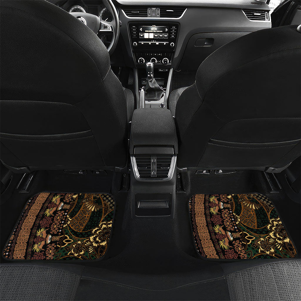 Papua New Guinea and Indonesia Batik Car Mats Bird of Paradise with Tribal Batik Patterns