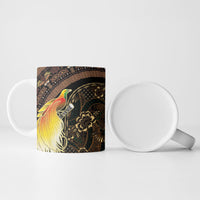 Papua New Guinea and Indonesia Batik Ceramic Mug Bird of Paradise with Tribal Batik Patterns