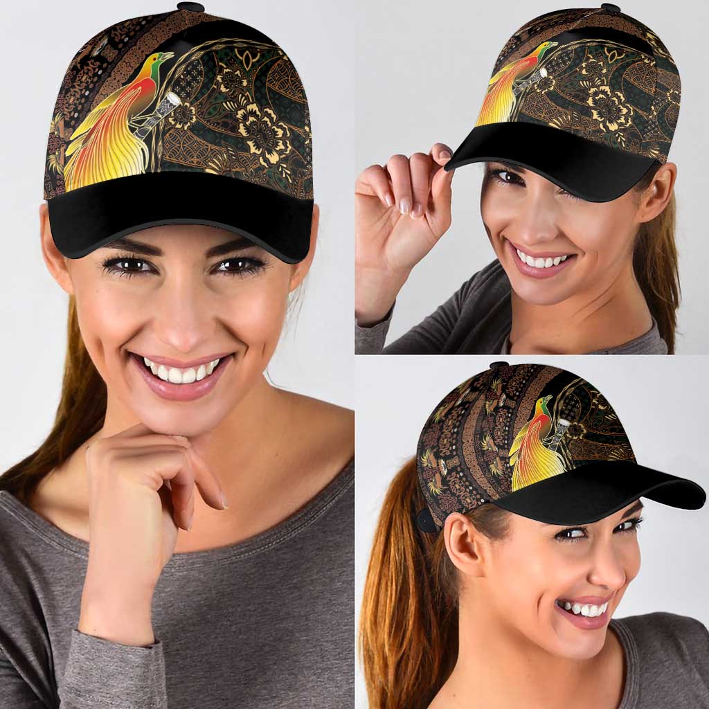Papua New Guinea and Indonesia Batik Classic Cap Bird of Paradise with Tribal Batik Patterns