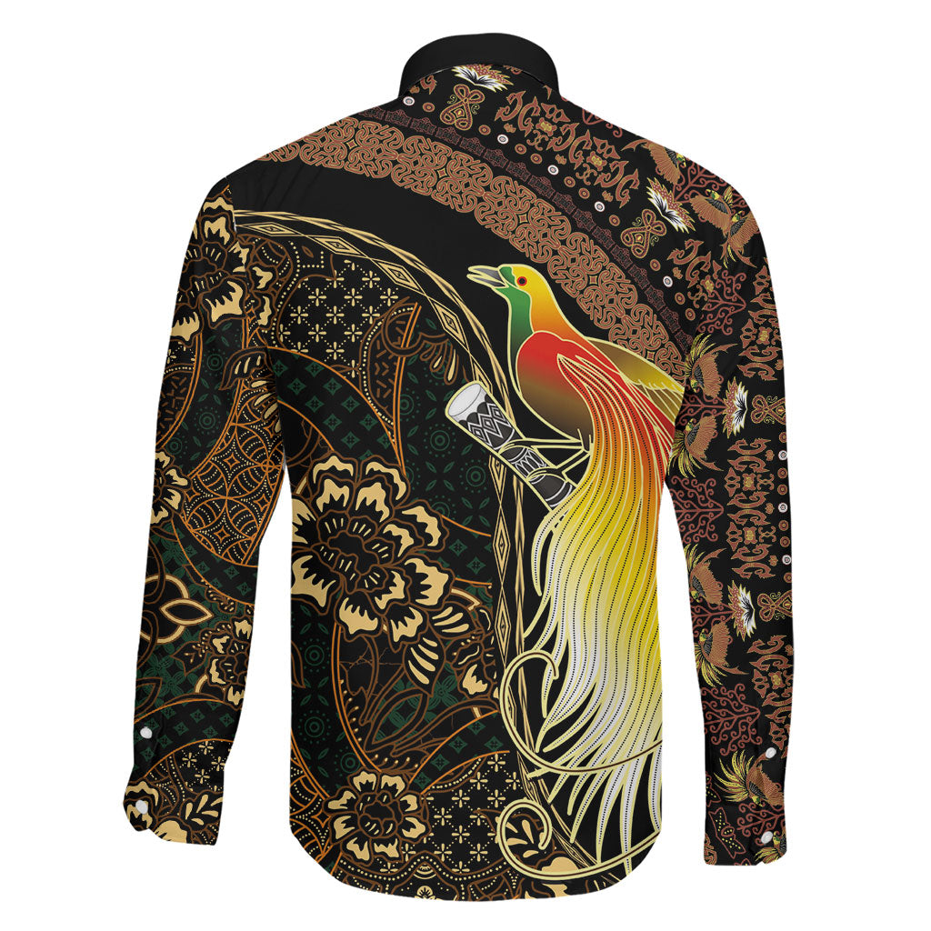 Papua New Guinea and Indonesia Batik Family Matching Off Shoulder Short Dress and Hawaiian Shirt Bird of Paradise with Tribal Batik Patterns