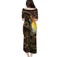 Papua New Guinea and Indonesia Batik Family Matching Puletasi and Hawaiian Shirt Bird of Paradise with Tribal Batik Patterns