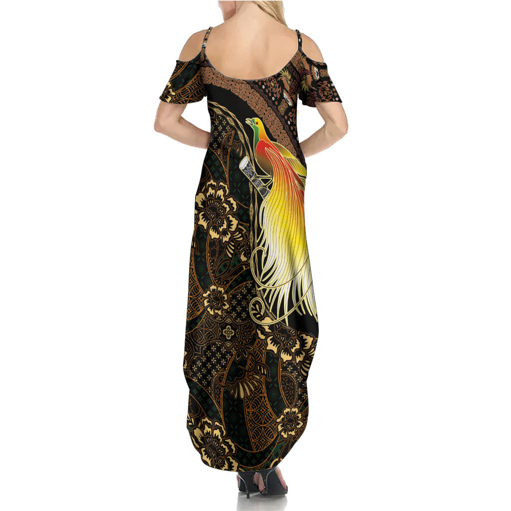 Papua New Guinea and Indonesia Batik Family Matching Summer Maxi Dress and Hawaiian Shirt Bird of Paradise with Tribal Batik Patterns