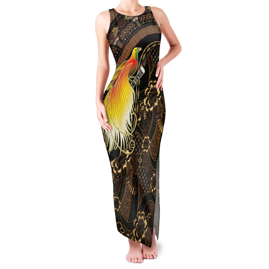 Papua New Guinea and Indonesia Batik Family Matching Tank Maxi Dress and Hawaiian Shirt Bird of Paradise with Tribal Batik Patterns