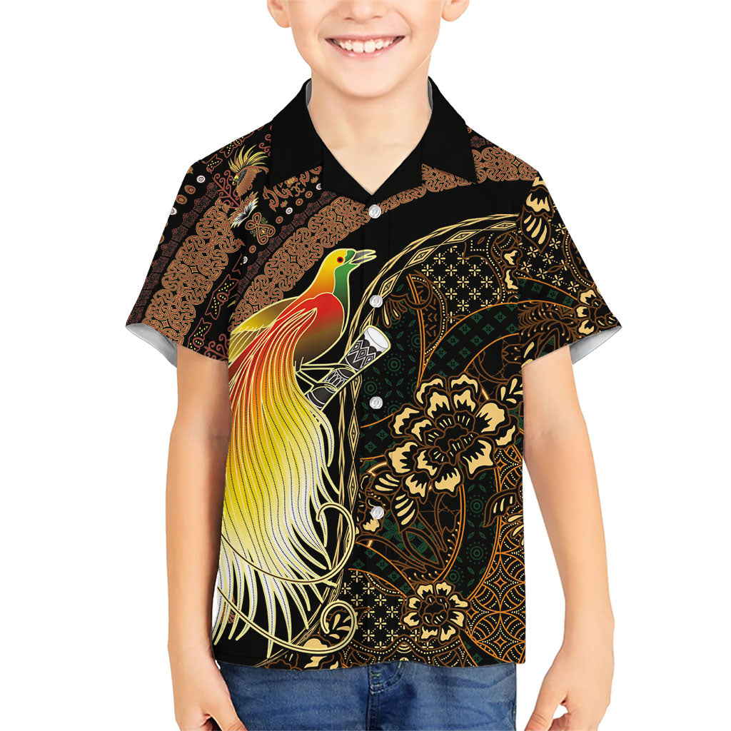 Papua New Guinea and Indonesia Batik Family Matching Tank Maxi Dress and Hawaiian Shirt Bird of Paradise with Tribal Batik Patterns