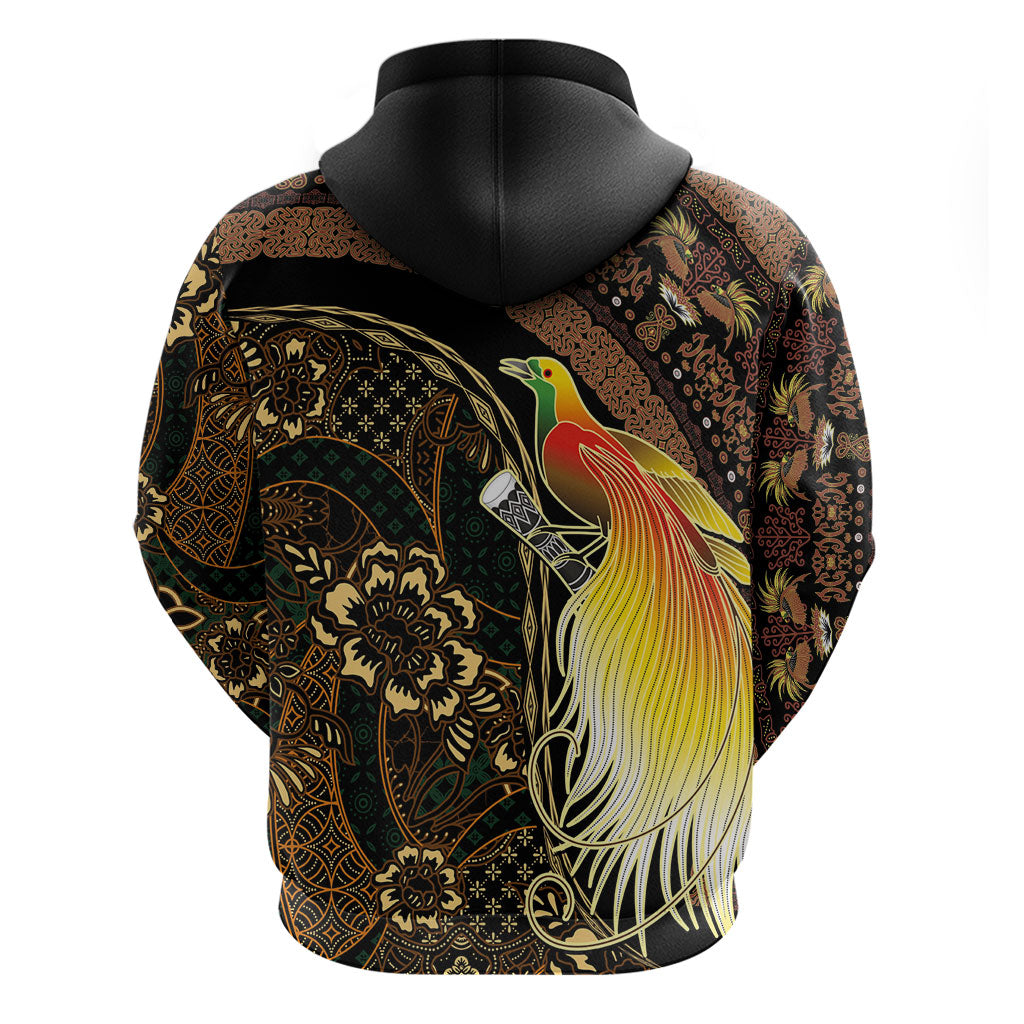 Papua New Guinea and Indonesia Batik Hoodie Bird of Paradise with Tribal Batik Patterns