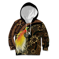 Papua New Guinea and Indonesia Batik Kid Hoodie Bird of Paradise with Tribal Batik Patterns