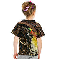 Papua New Guinea and Indonesia Batik Kid T Shirt Bird of Paradise with Tribal Batik Patterns
