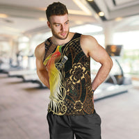 Papua New Guinea and Indonesia Batik Men Tank Top Bird of Paradise with Tribal Batik Patterns