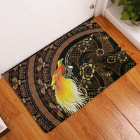 Papua New Guinea and Indonesia Batik Rubber Doormat Bird of Paradise with Tribal Batik Patterns