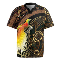 Papua New Guinea and Indonesia Batik Rugby Jersey Bird of Paradise with Tribal Batik Patterns
