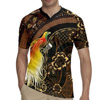 Papua New Guinea and Indonesia Batik Rugby Jersey Bird of Paradise with Tribal Batik Patterns