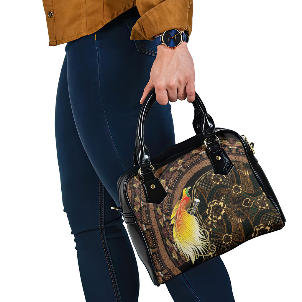 Papua New Guinea and Indonesia Batik Shoulder Handbag Bird of Paradise with Tribal Batik Patterns