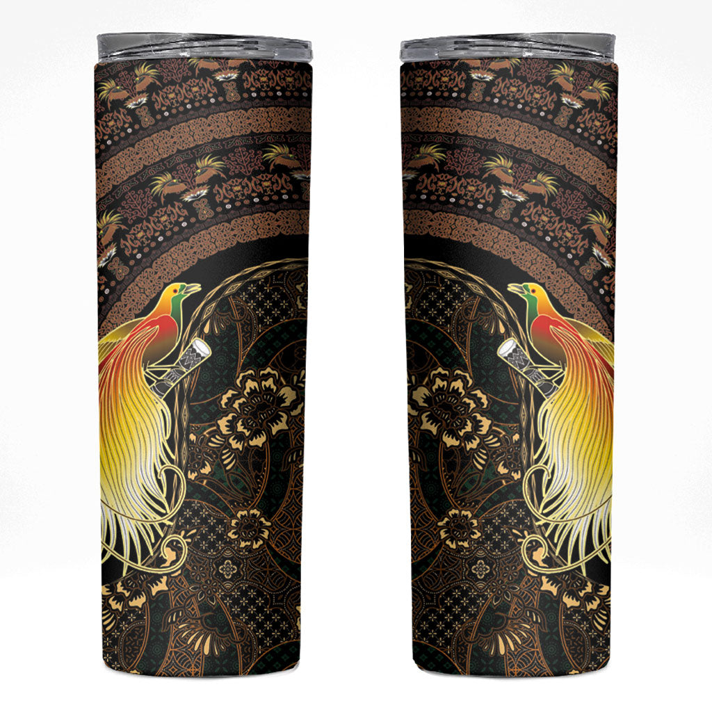 Papua New Guinea and Indonesia Batik Skinny Tumbler Bird of Paradise with Tribal Batik Patterns