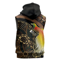 Papua New Guinea and Indonesia Batik Sleeveless Zip Hoodie Bird of Paradise with Tribal Batik Patterns