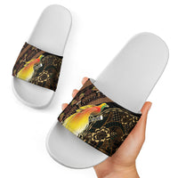Papua New Guinea and Indonesia Batik Slide Sandals Bird of Paradise with Tribal Batik Patterns