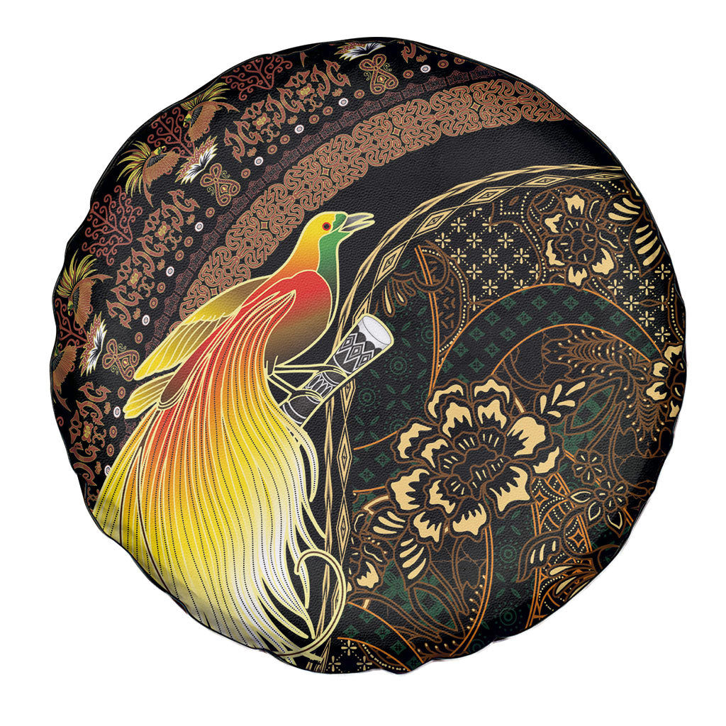 Papua New Guinea and Indonesia Batik Spare Tire Cover Bird of Paradise with Tribal Batik Patterns