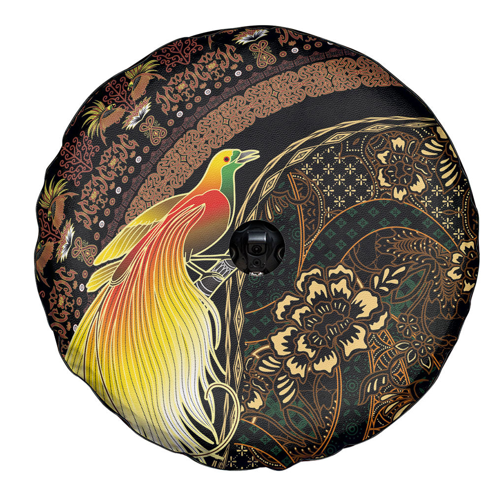 Papua New Guinea and Indonesia Batik Spare Tire Cover Bird of Paradise with Tribal Batik Patterns